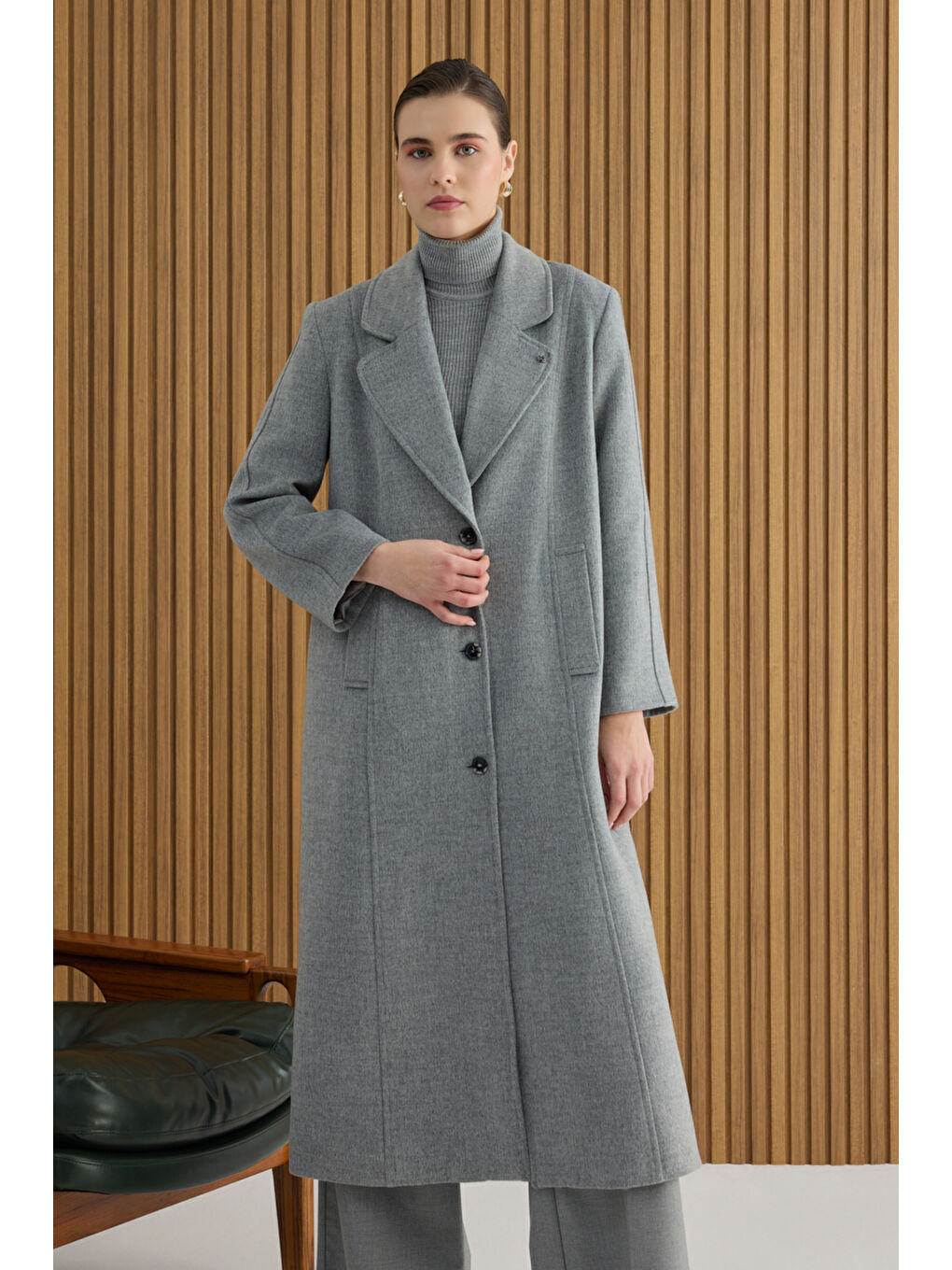 Gri Kup Detaylı Kaban-1