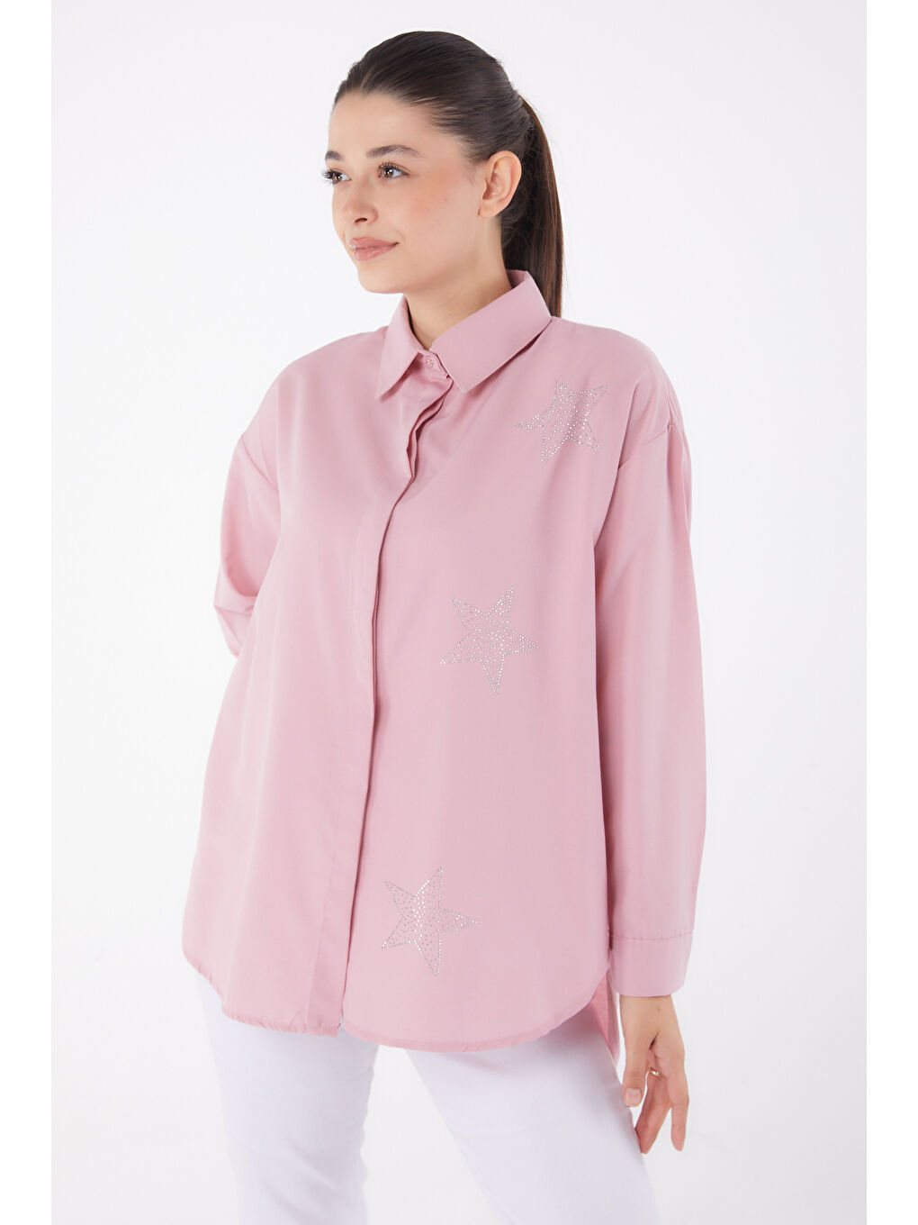 Pembe Yıldız Taşlı Gömlek Gül - 13255