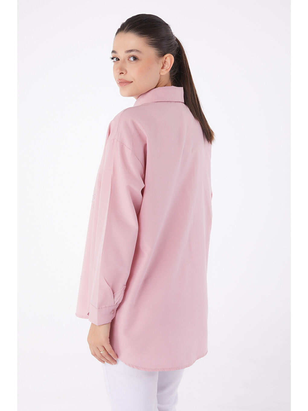 Pembe Yıldız Taşlı Gömlek Gül - 13255-3
