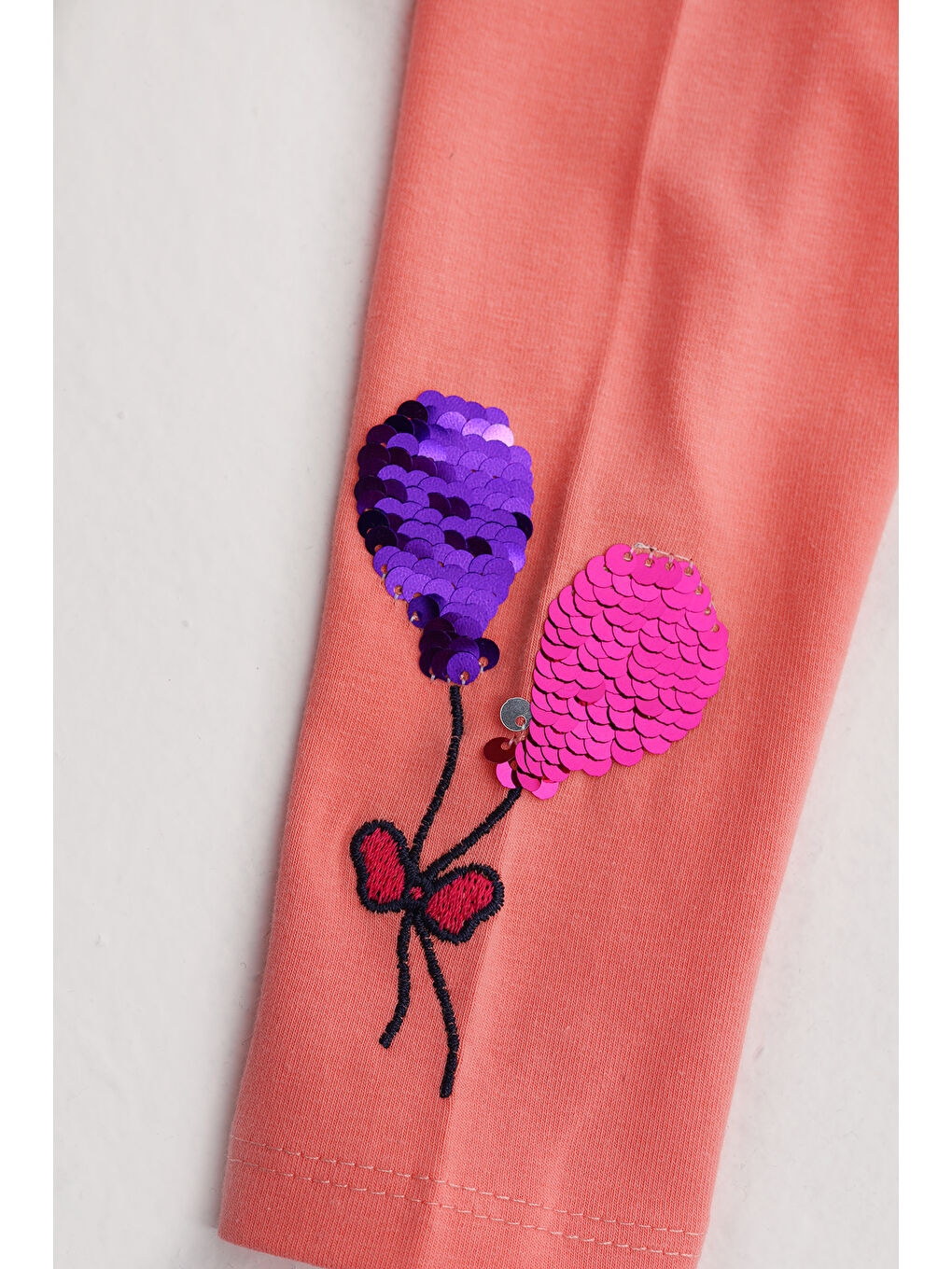 Pembe Kız Çocuk Paçası Çevirmeli Pullu Tayt-3