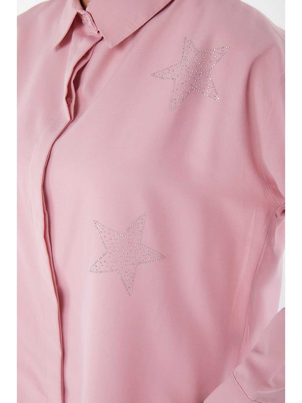 Pembe Yıldız Taşlı Gömlek Gül - 13255-4