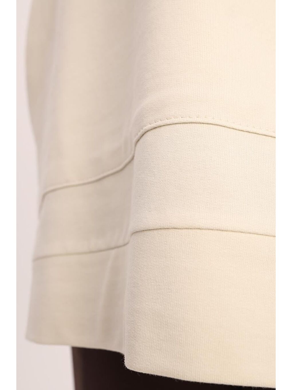 Bej Taş Kapüşonlu Kanguru Cepli Sweatshirt-5