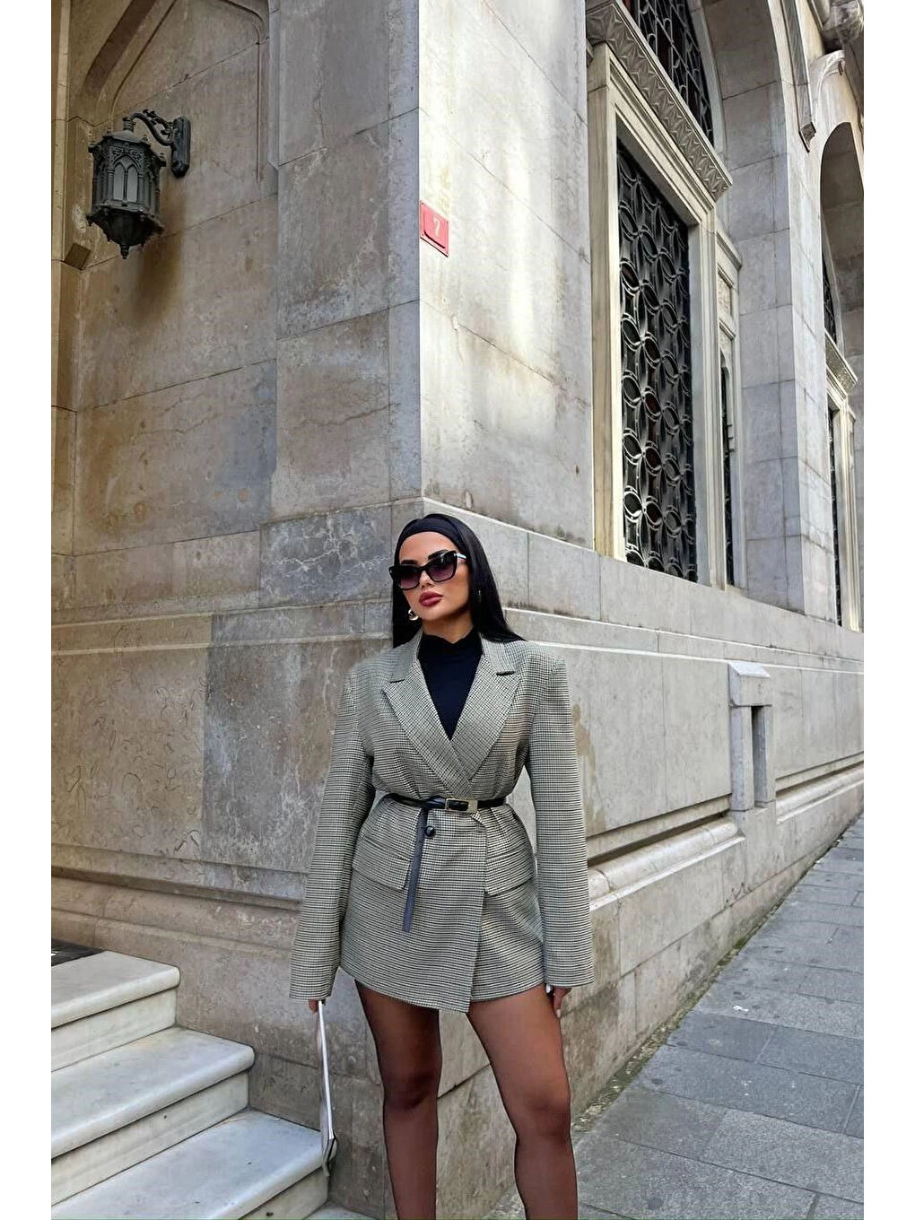 Kadın Yeşil Kazayağı Blazer Ceket 0999-24174