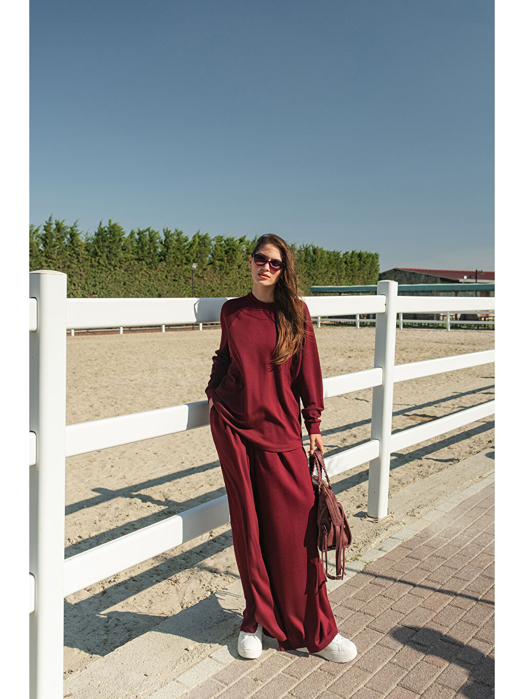 Kadın Yarasa Kol İkili Takım Bordo-2