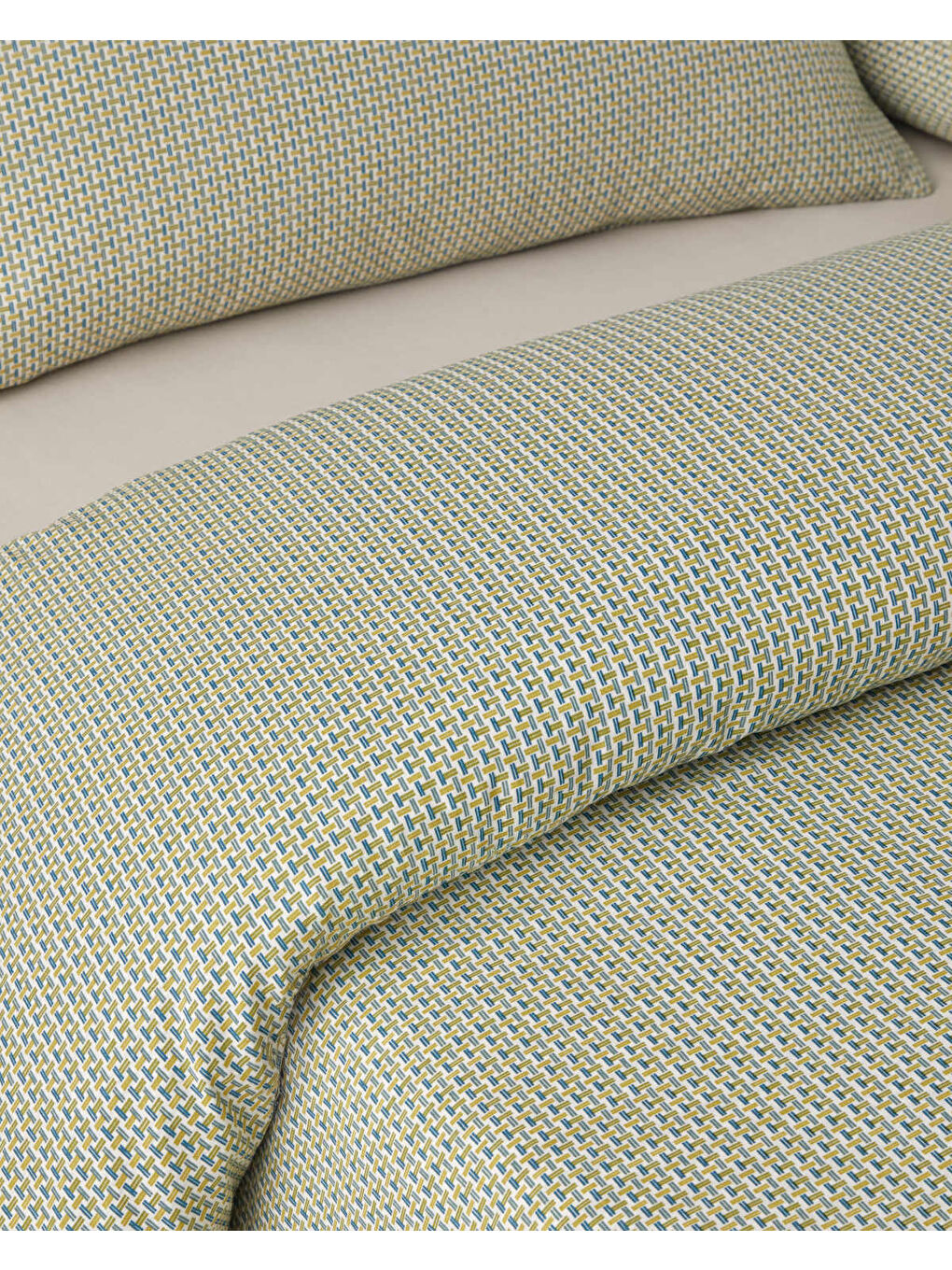 Border Line Kolay Ütülenir Tek Kişilik Nevresim Takımı 160x220 cm Yeşil-Bej-2