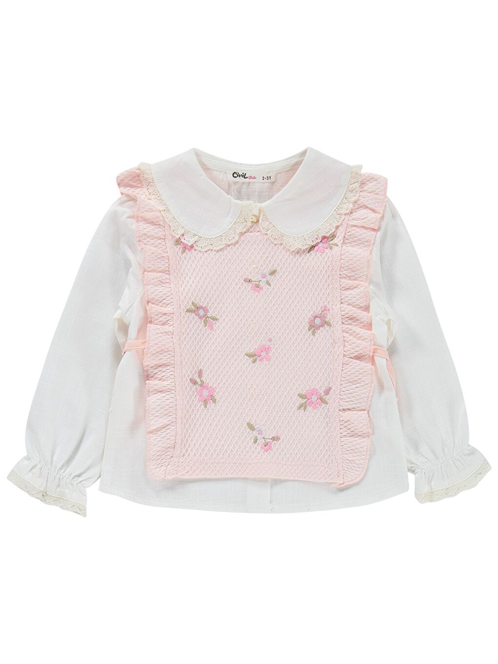 Girls Renkli Çiçek Nakışlı 2-5 Yaş Takım - Pembe-2