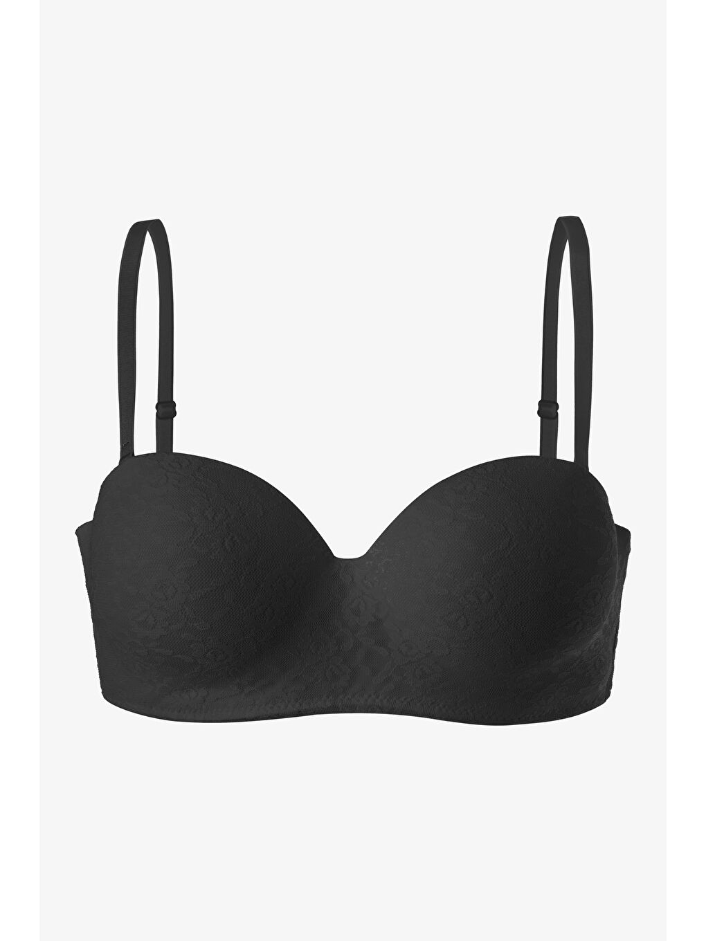Siyah Kadın Dolgusuz Lez Dantelli Desteksiz Straplez Sütyen