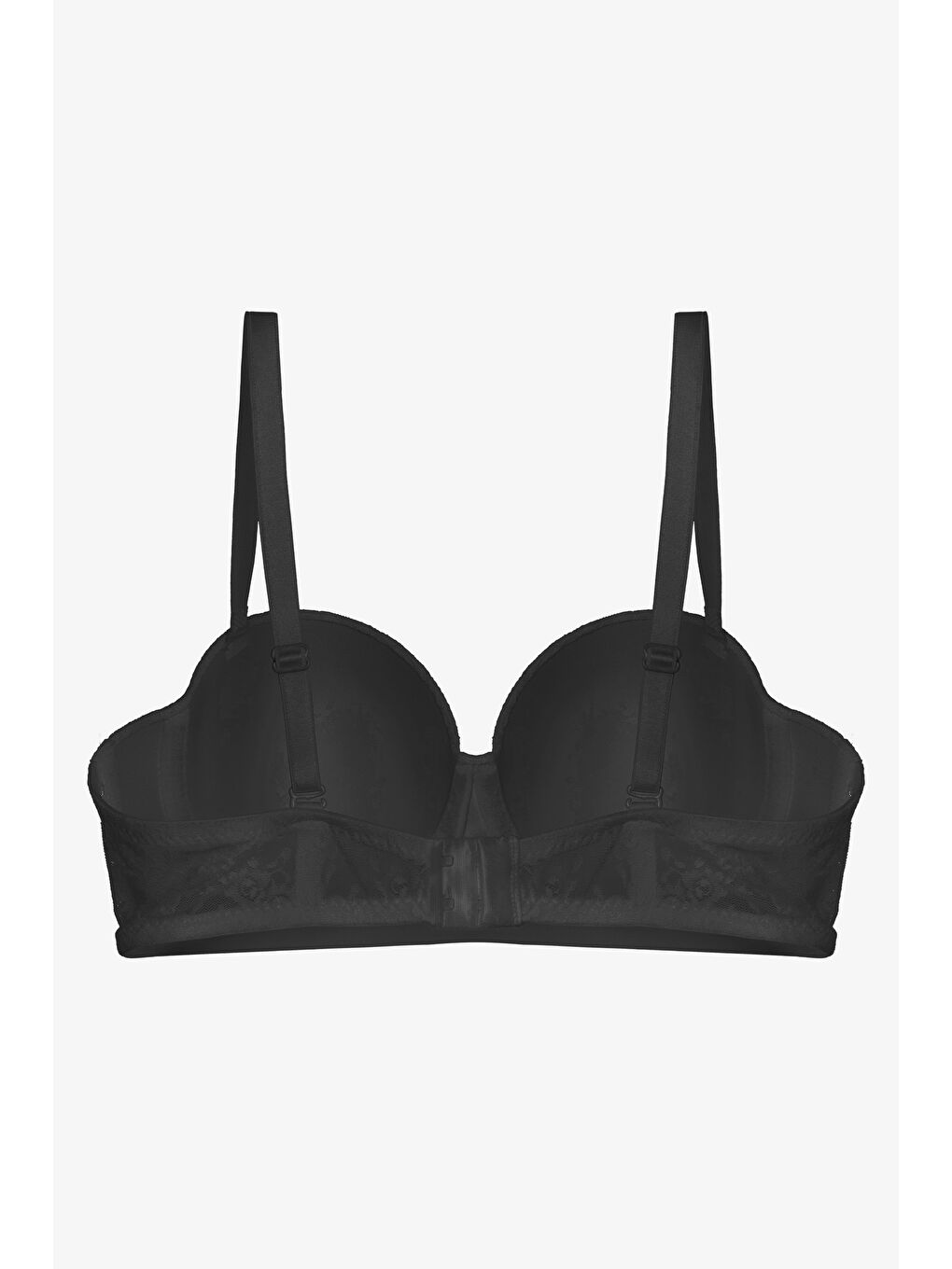 Siyah Kadın Dolgusuz Lez Dantelli Desteksiz Straplez Sütyen-1