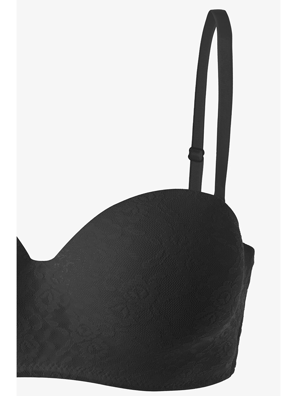 Siyah Kadın Dolgusuz Lez Dantelli Desteksiz Straplez Sütyen-3