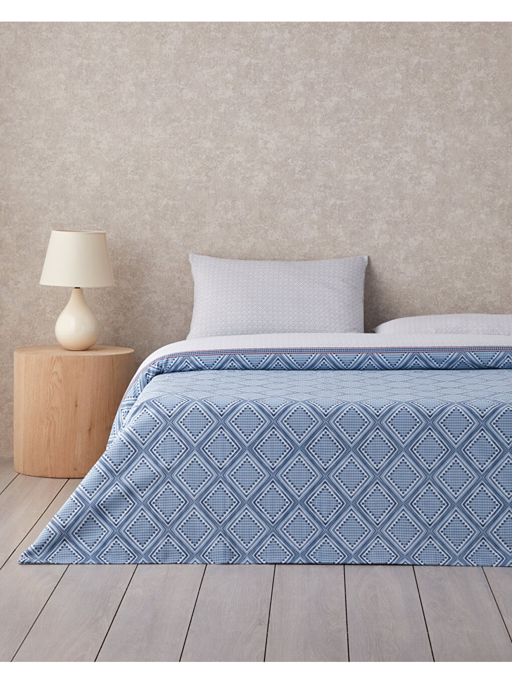 Diamond Twist Kolay Ütülenir Tek Kişilik Nevresim Takımı 160x220 cm Koyu Mavi