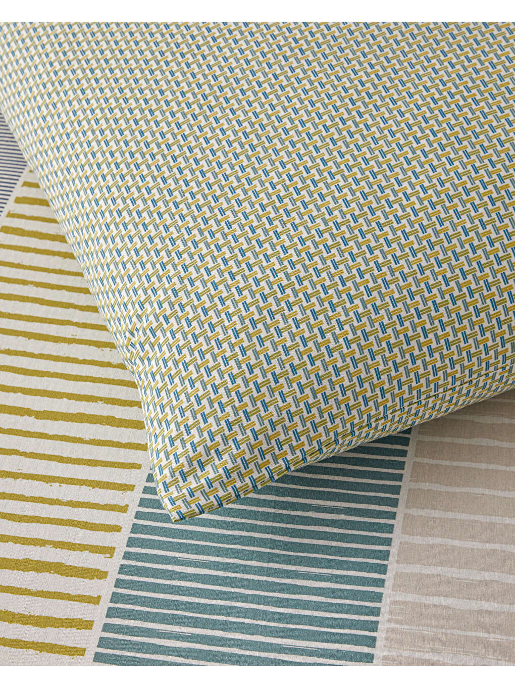 Border Line Kolay Ütülenir Tek Kişilik Nevresim Takımı 160x220 cm Yeşil-Bej-3