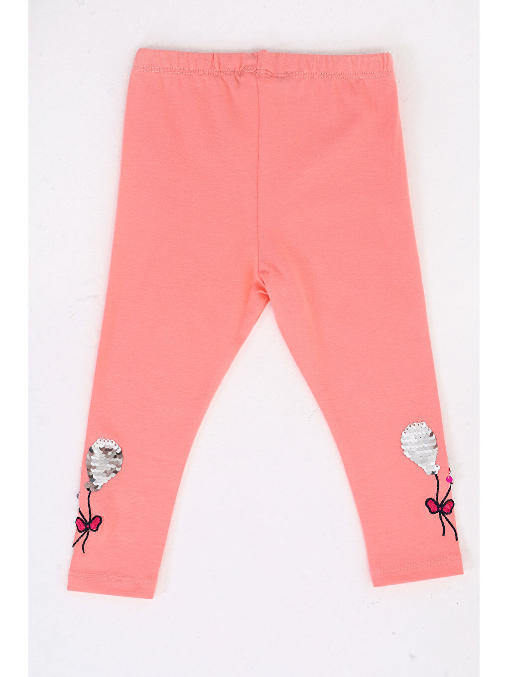 Pembe Kız Çocuk Paçası Çevirmeli Pullu Tayt-4