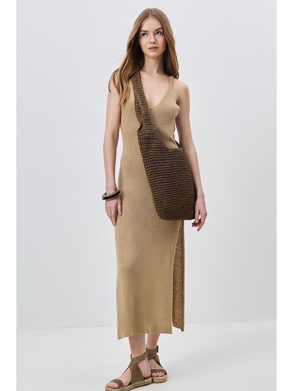 Kahverengi Hasır Omuz Çantası Y9203 Kahve-1