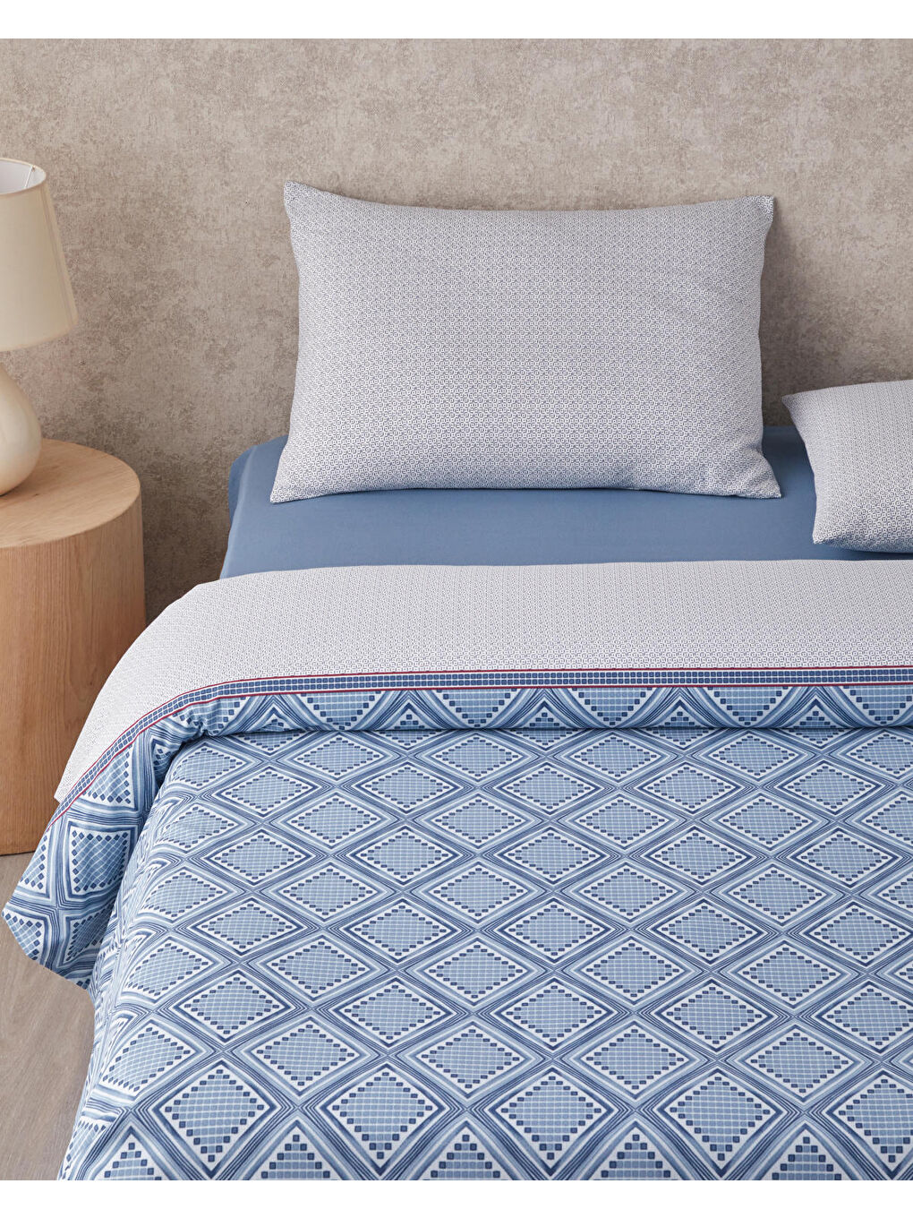 Diamond Twist Kolay Ütülenir Tek Kişilik Nevresim Takımı 160x220 cm Koyu Mavi-1