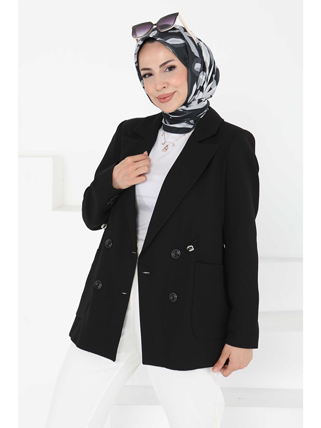 Düğmeli İpli Ceket Siyah - 27252-2