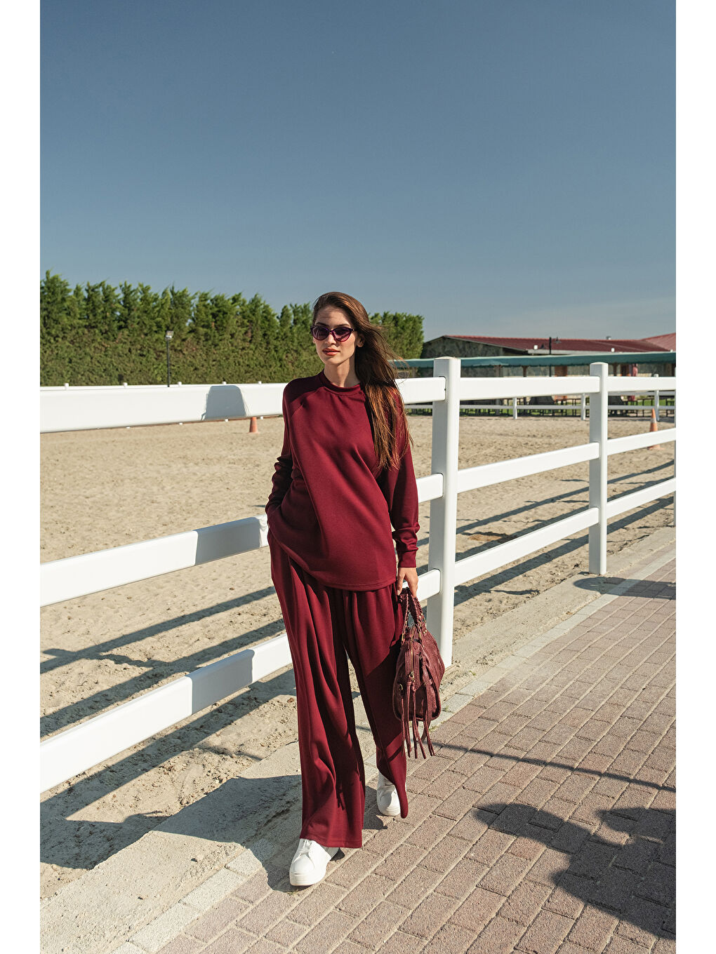 Kadın Yarasa Kol İkili Takım Bordo-3