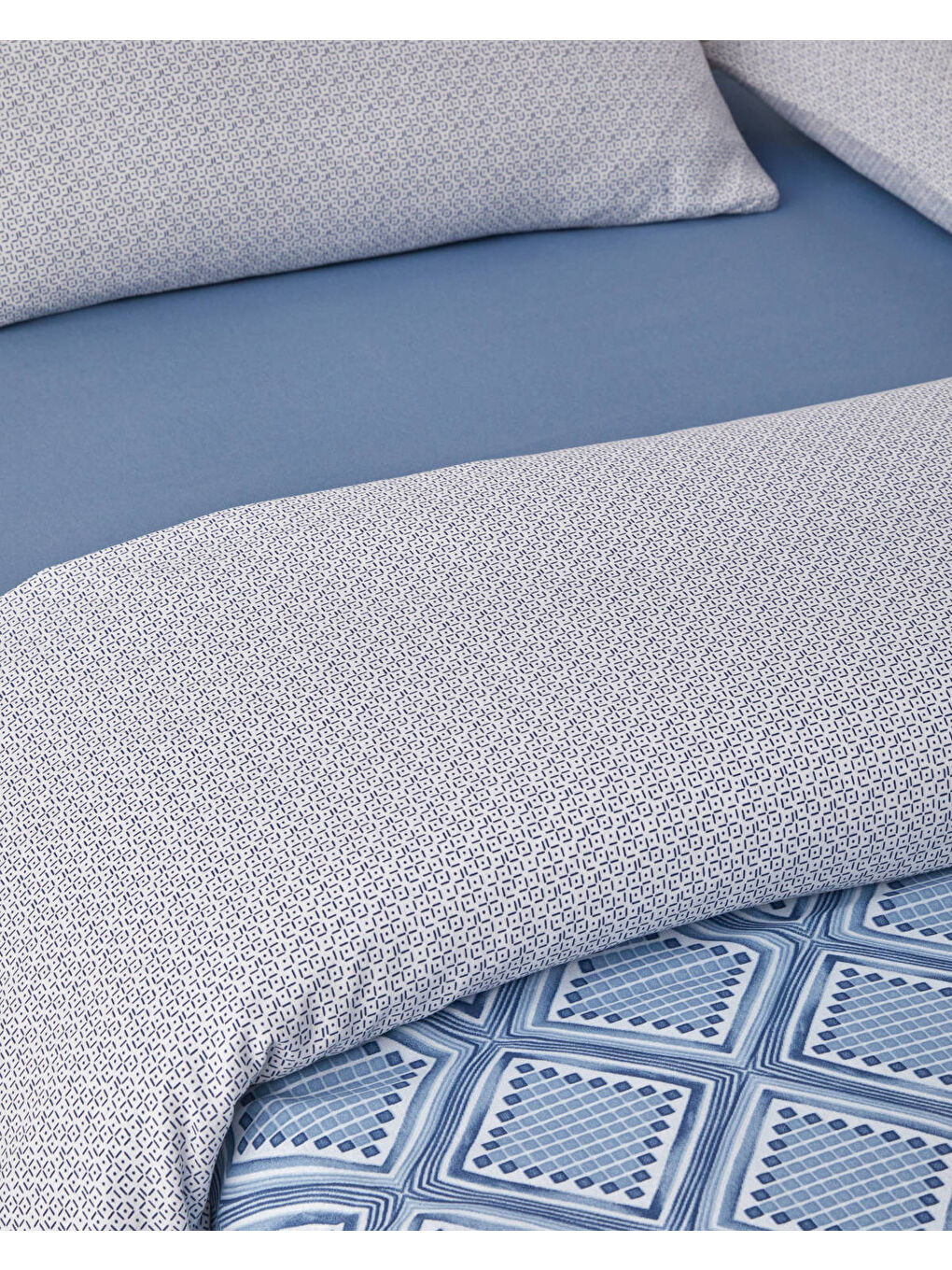 Diamond Twist Kolay Ütülenir Tek Kişilik Nevresim Takımı 160x220 cm Koyu Mavi-2