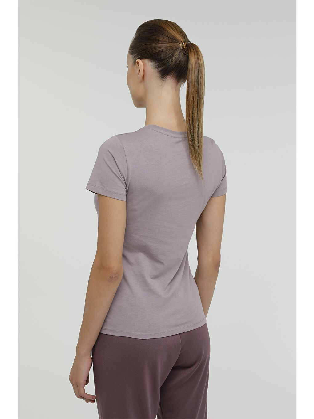 Mor W-CT122 BASIC C NECK T-SH PASTEL MOR Kadın Kısa Kol T-Shirt-1