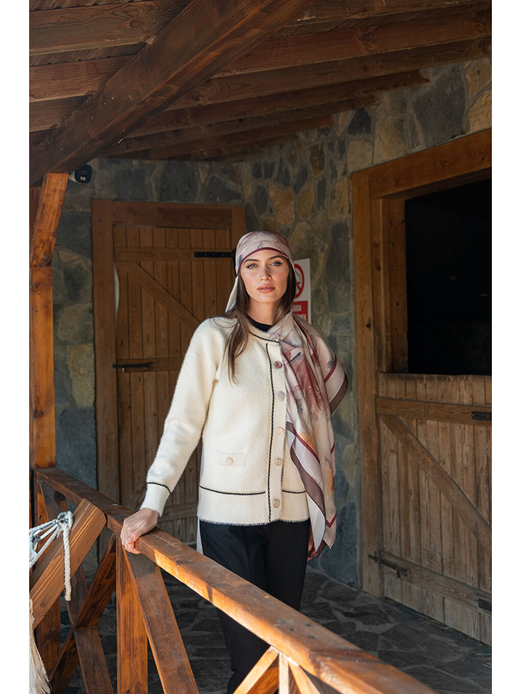 Kadın Bisiklet Yaka Triko Ceket Bej-2