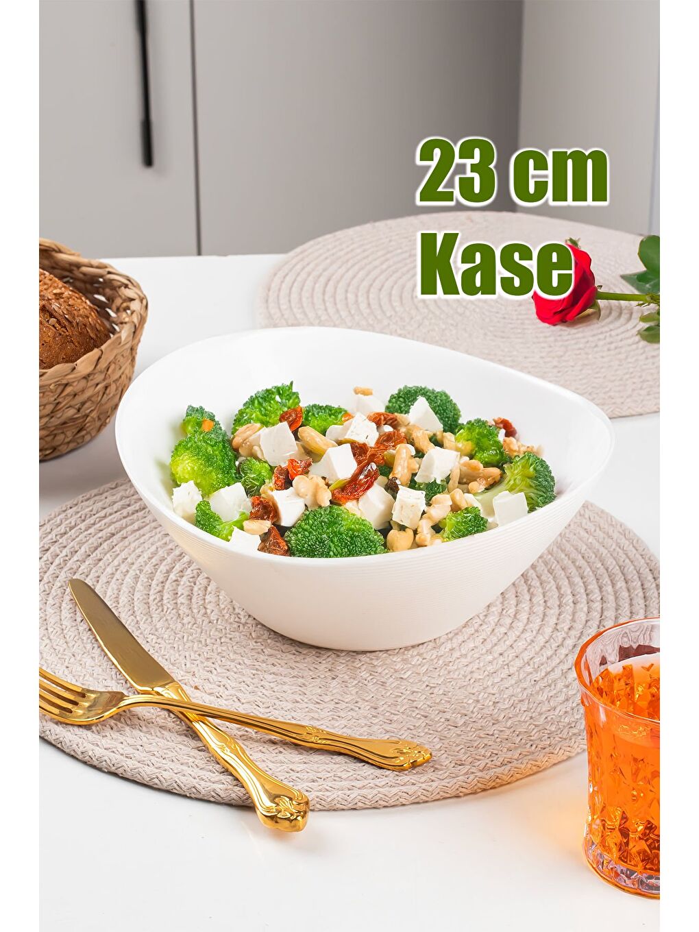 Beyaz Porselen Kase Elips 23 Cm