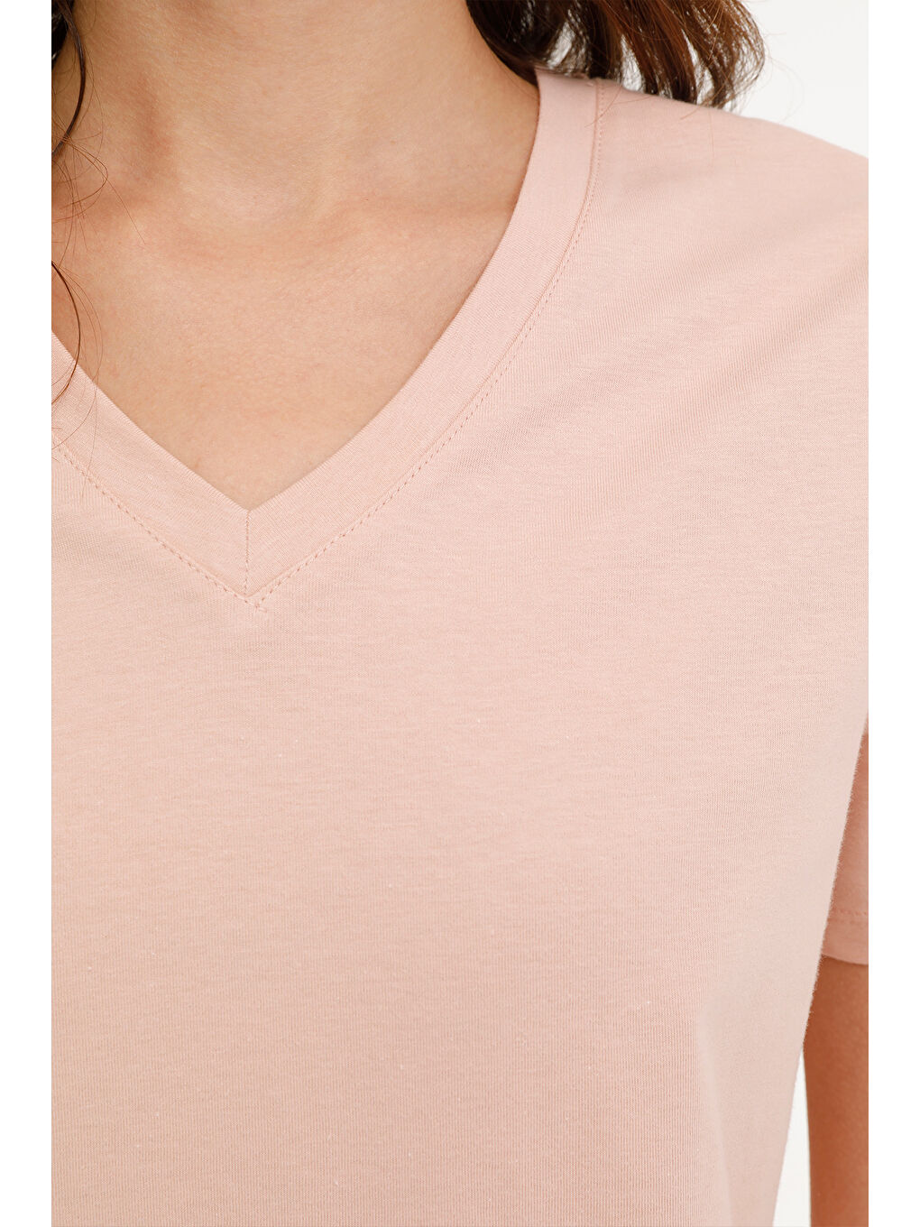 WB V NECK 11SN227 4FX Pembe Kadın Kısa Kol T-Shirt-3