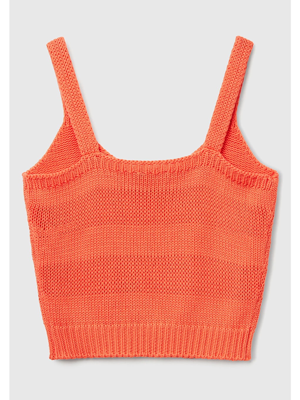 Kadın Turuncu %100 Pamuk Şerit Efektli Örme Relax Fit V Yaka Triko Atlet-3