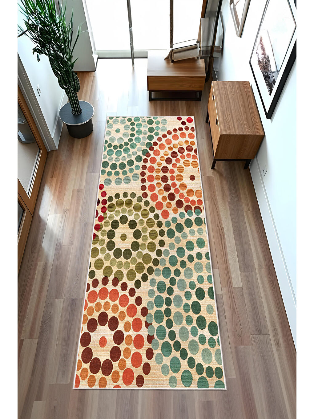 Yeşil Dekoratif Özel Tasarım Yıkanabilir İnce Kaymaz Tabanlı Modern Halı KECE FR30-4