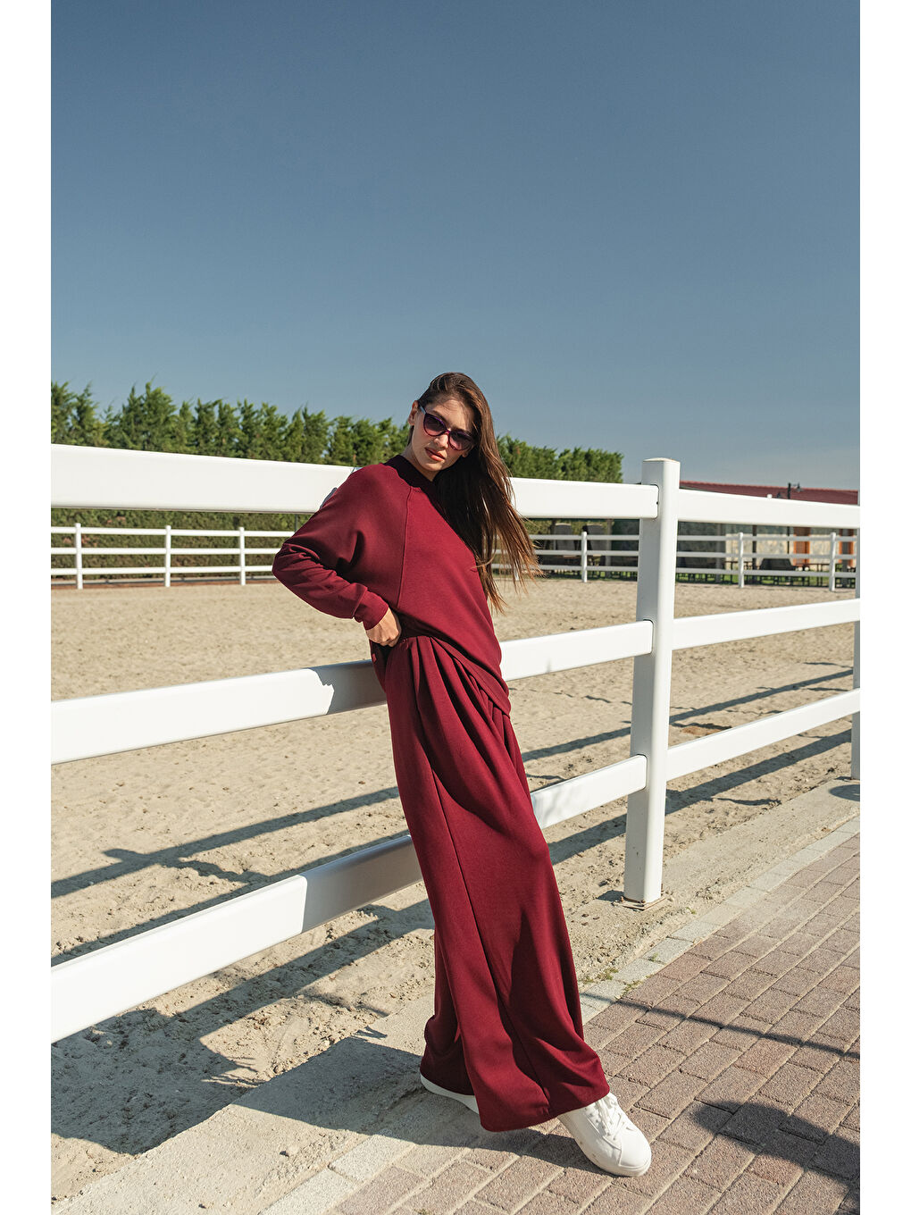 Kadın Yarasa Kol İkili Takım Bordo-4