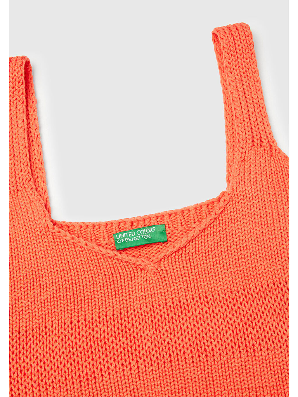 Kadın Turuncu %100 Pamuk Şerit Efektli Örme Relax Fit V Yaka Triko Atlet-5