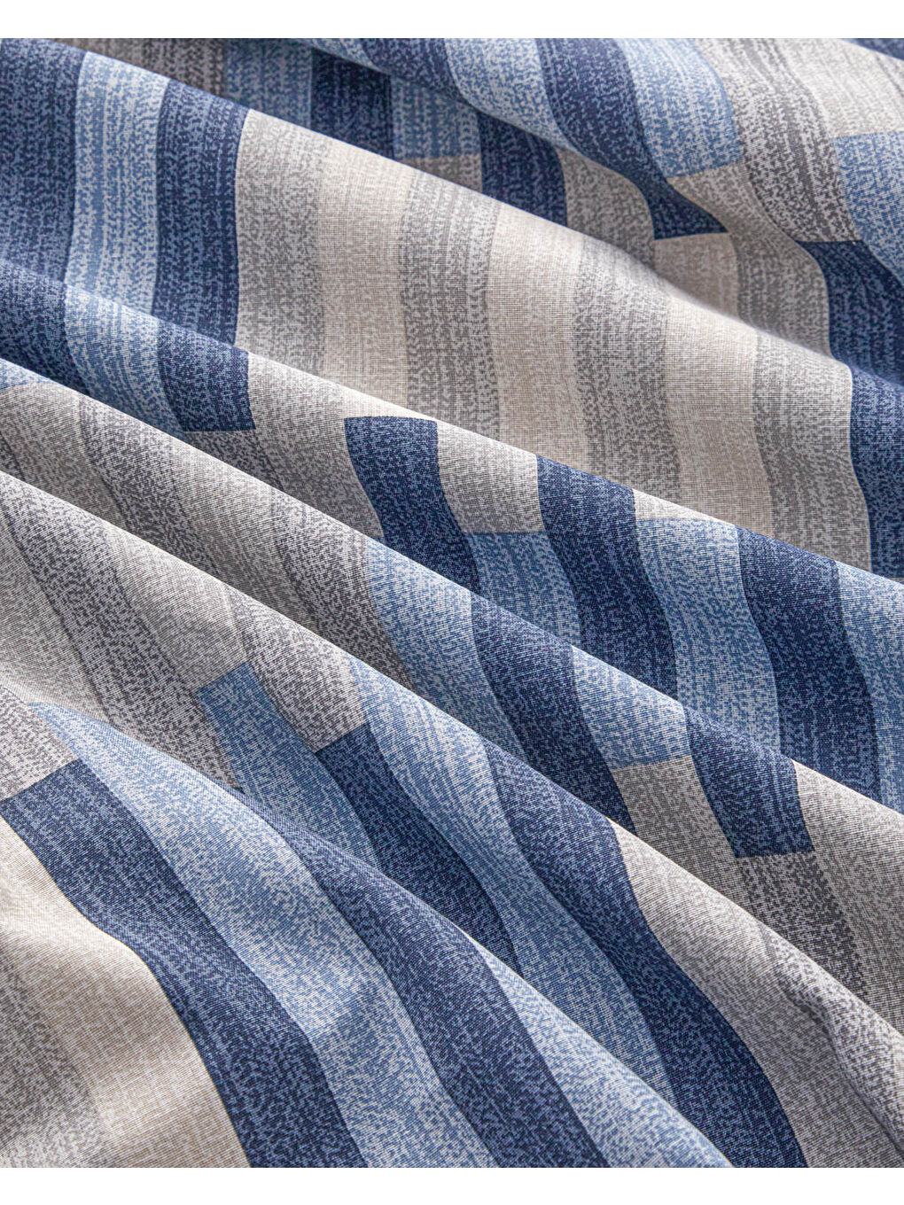 Siyah Blockform Kolay Ütülenir Tek Kişilik Nevresim Takımı 160x220 cm Koyu Mavi-Bej-4