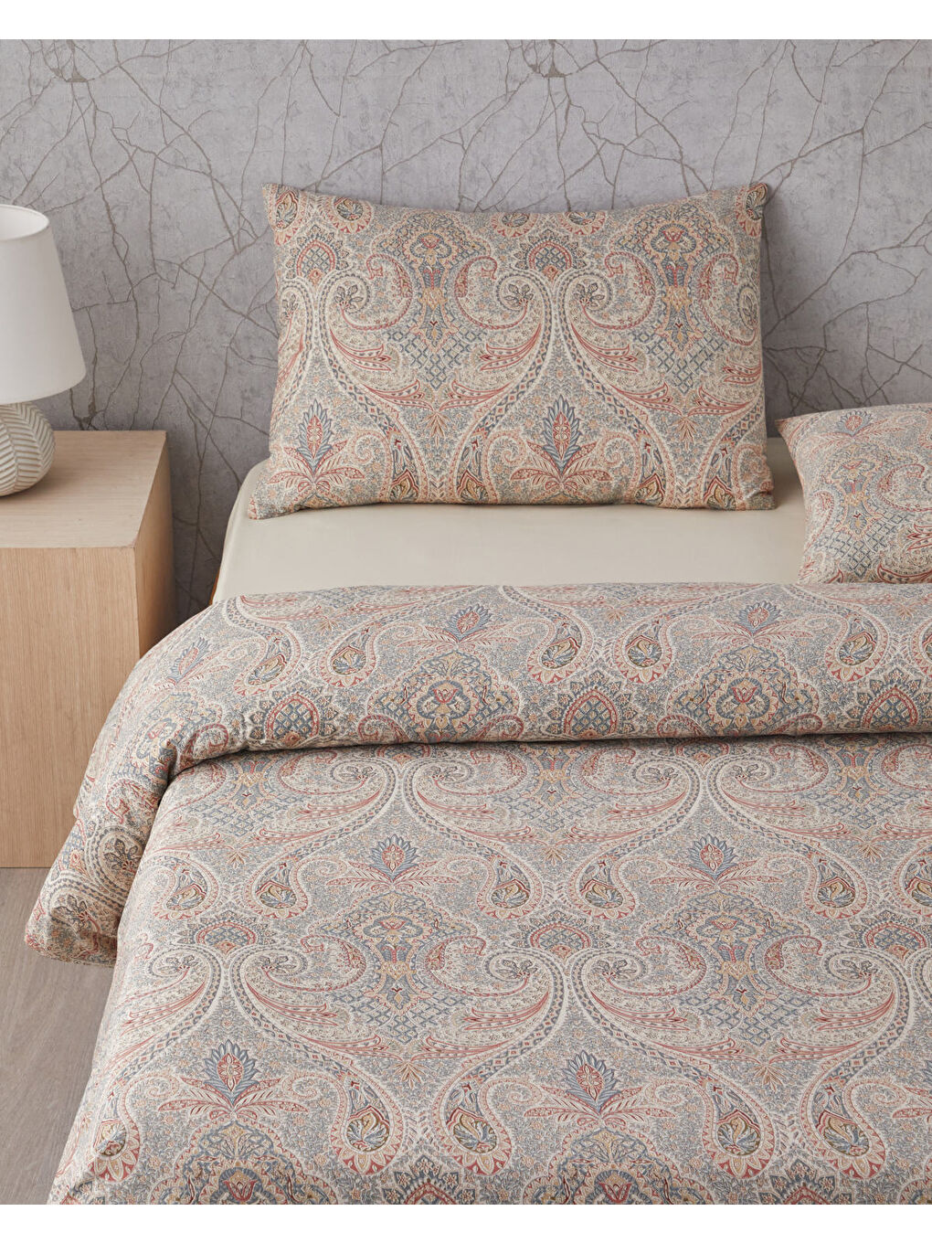 Boho Chic Pamuk Tek Kişilik Nevresim Takımı 160x220 cm Bej-1