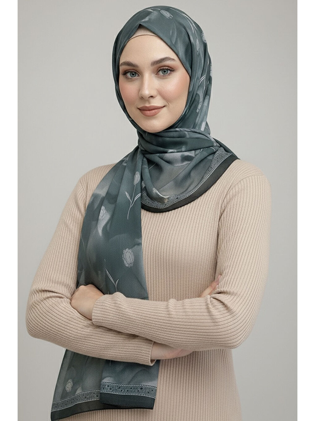 Gri Soft Mist Serisi Pamuk Şal Füme - 27985-FUME