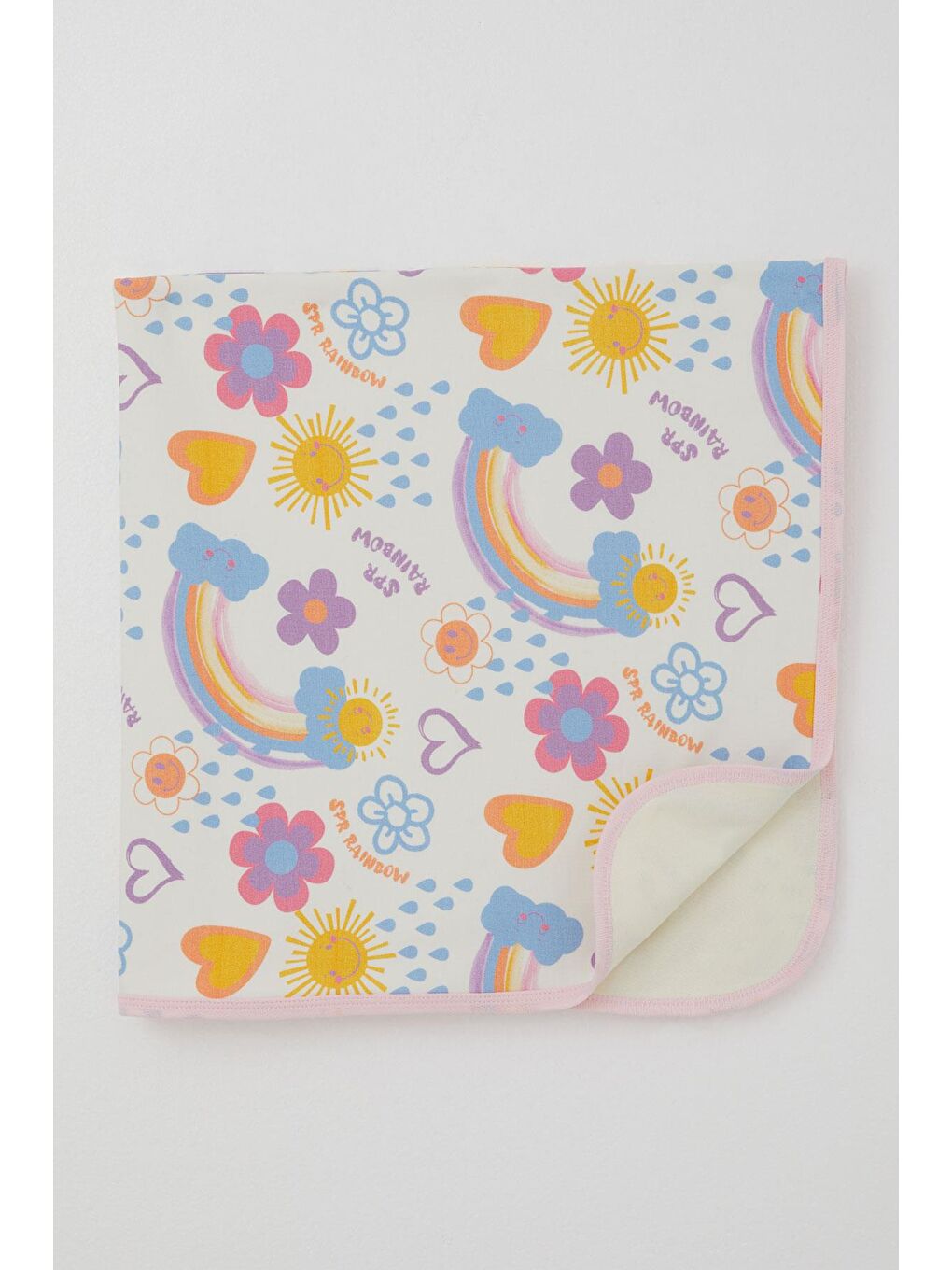 Yenidoğan Bebek Battaniyesi Çiçek Desenli & Güneşli Ekru (79 X 88 Cm)-1