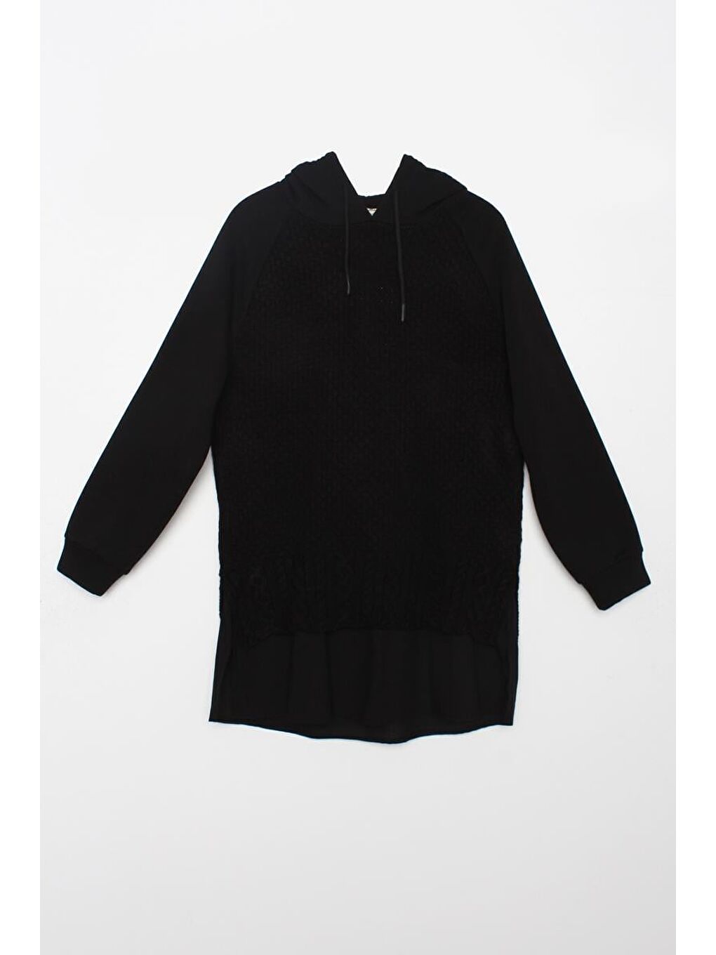 Siyah Triko Garnili Kapüşonlu Sweatshirt-6