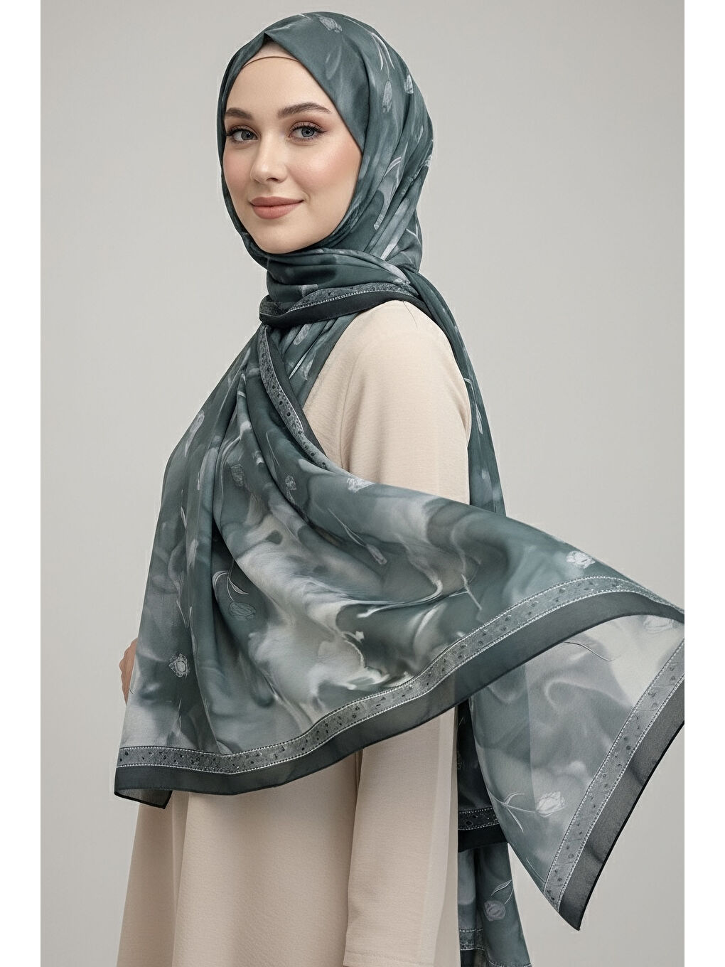 Gri Soft Mist Serisi Pamuk Şal Füme - 27985-FUME-1