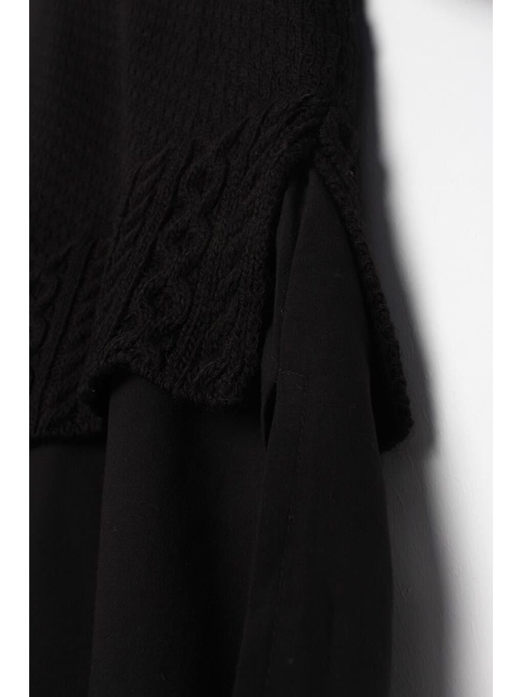 Siyah Triko Garnili Kapüşonlu Sweatshirt-8