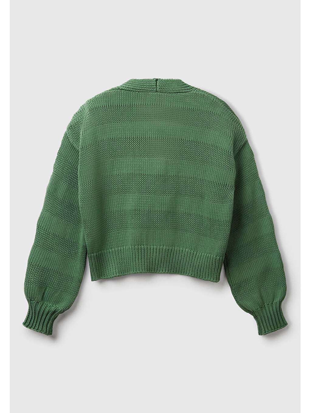 Kadın Açık Yeşil %100 Pamuk Şerit Efektli Düşük Omuzlu Örme Relax Fit Hırka-1