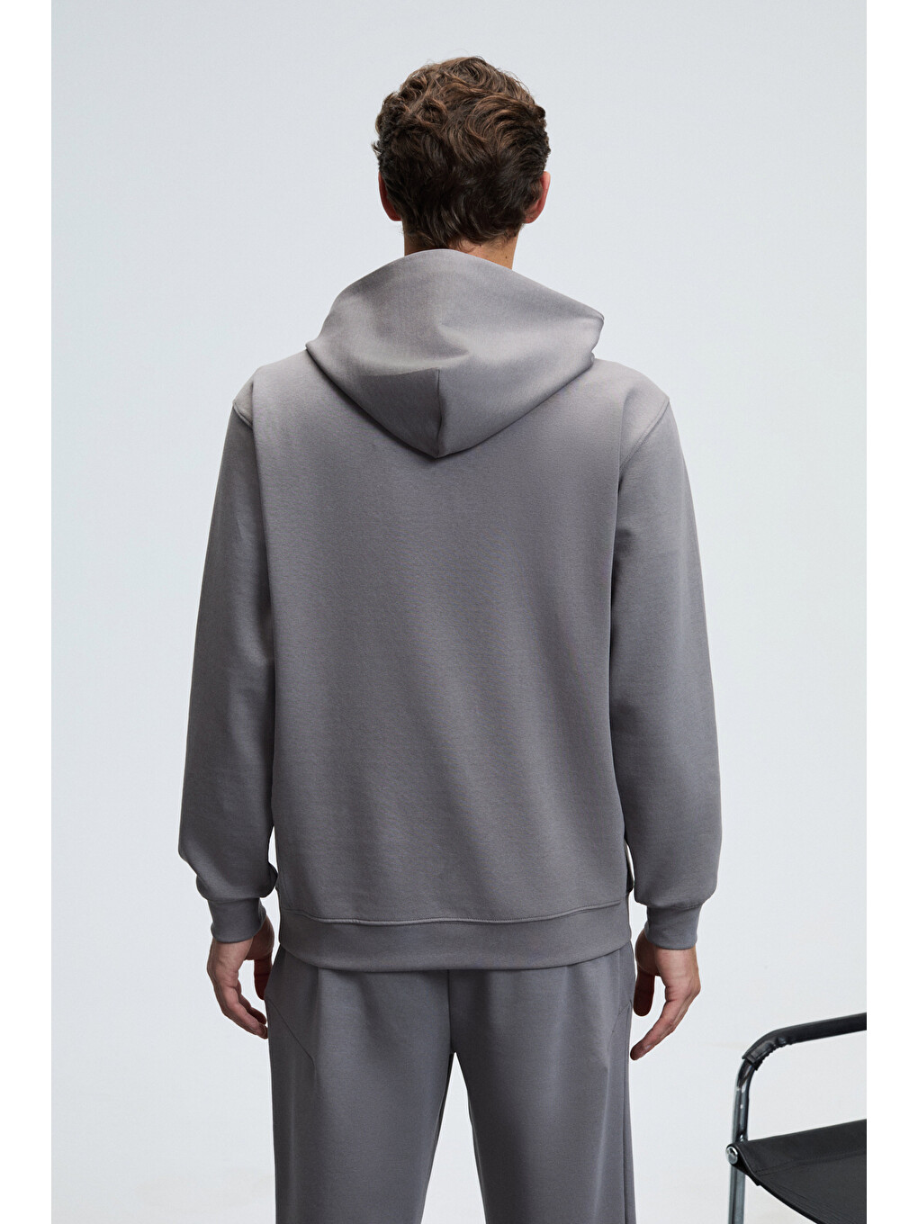 Dashıell Erkek Kapüşonlu Kordonlu Önü Baskılı Koyu Gri Sweatshirt-5