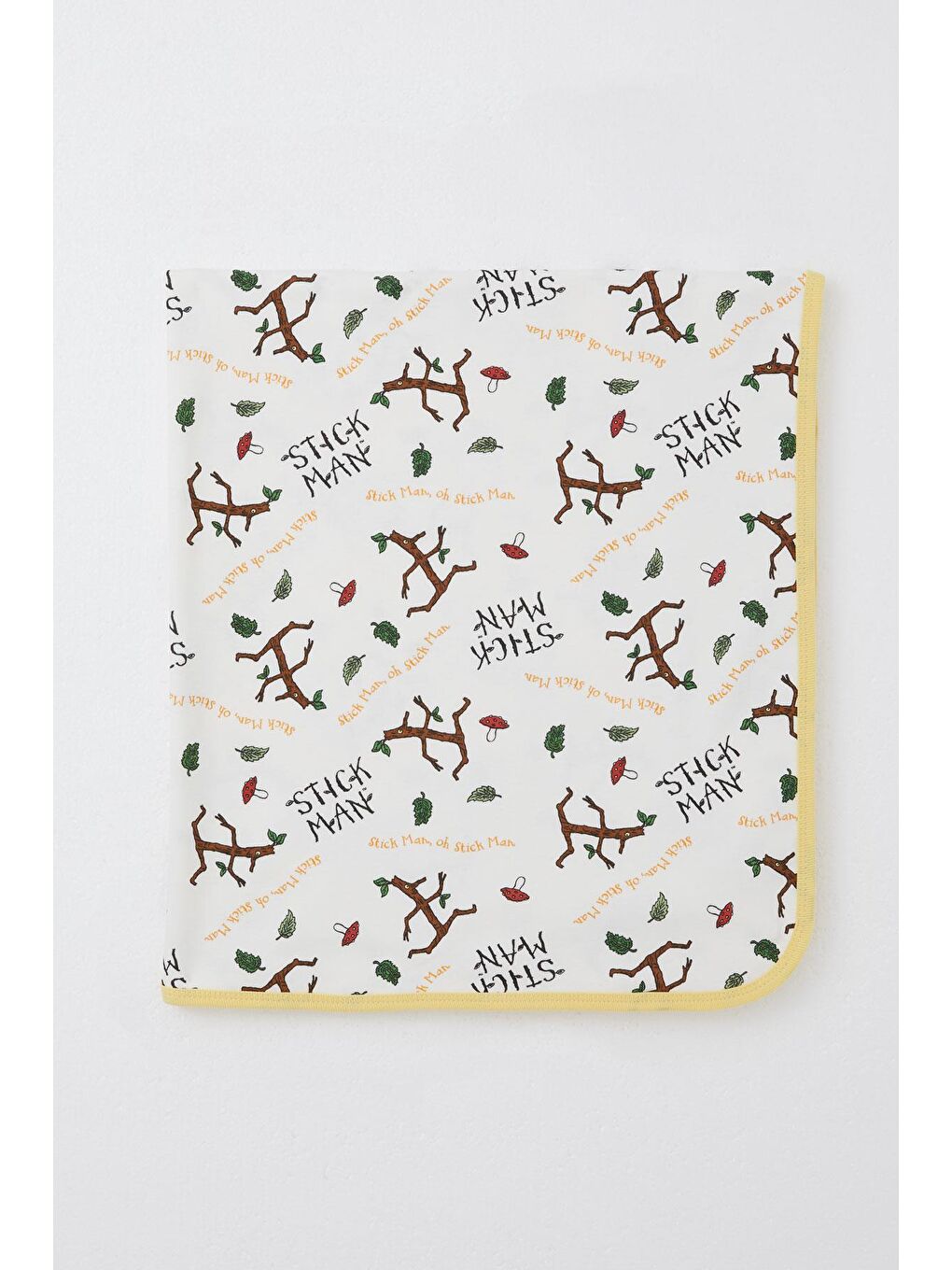 Yenidoğan Bebek Battaniyesi Ağaç Adam Desenli Beyaz (75 X 85 Cm)