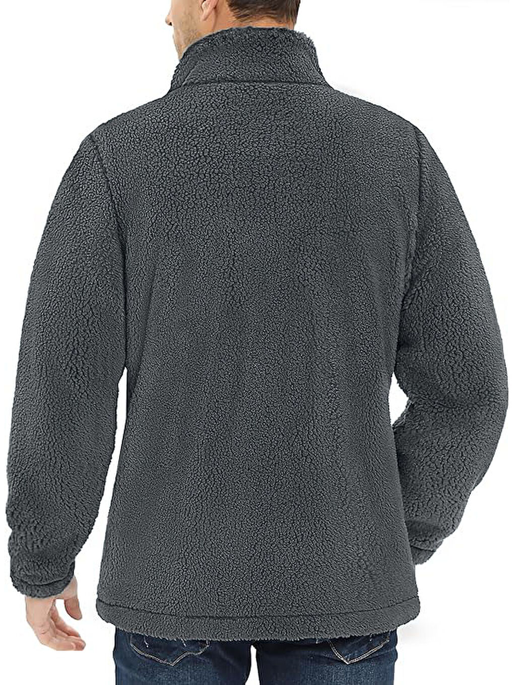 Gri Oversize Pelüş Sweatshirt Erkek Polar Sweatshirt Erkek Sweatshirt OVERSIZE-PELUSS-2