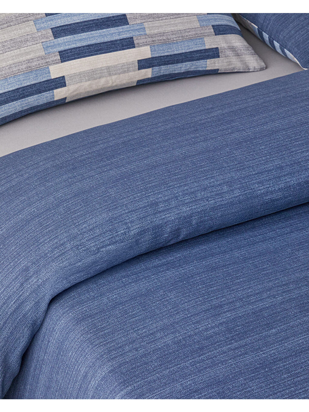 Siyah Blockform Kolay Ütülenir Tek Kişilik Nevresim Takımı 160x220 cm Koyu Mavi-Bej-6