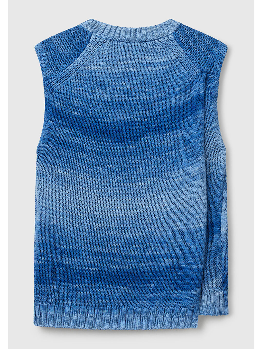 Kadın Mavi %100 Pamuk Gölge Efektli Ribanalı Relax Fit Süveter-3