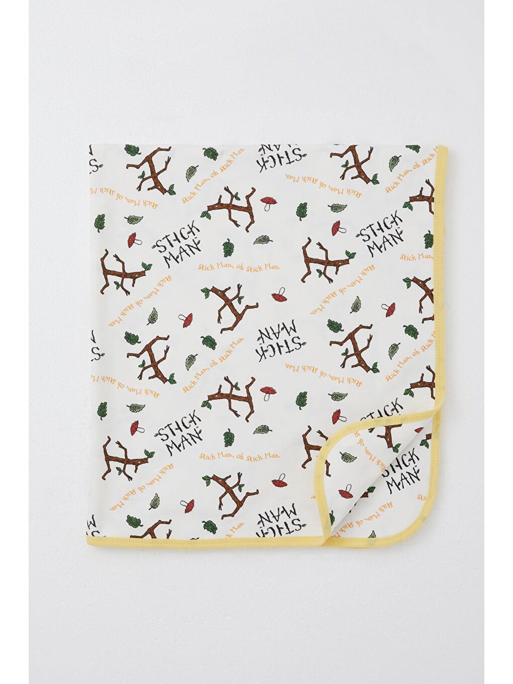 Yenidoğan Bebek Battaniyesi Ağaç Adam Desenli Beyaz (75 X 85 Cm)-1