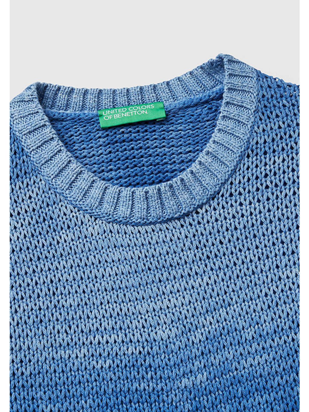 Kadın Mavi %100 Pamuk Gölge Efektli Ribanalı Relax Fit Süveter-5