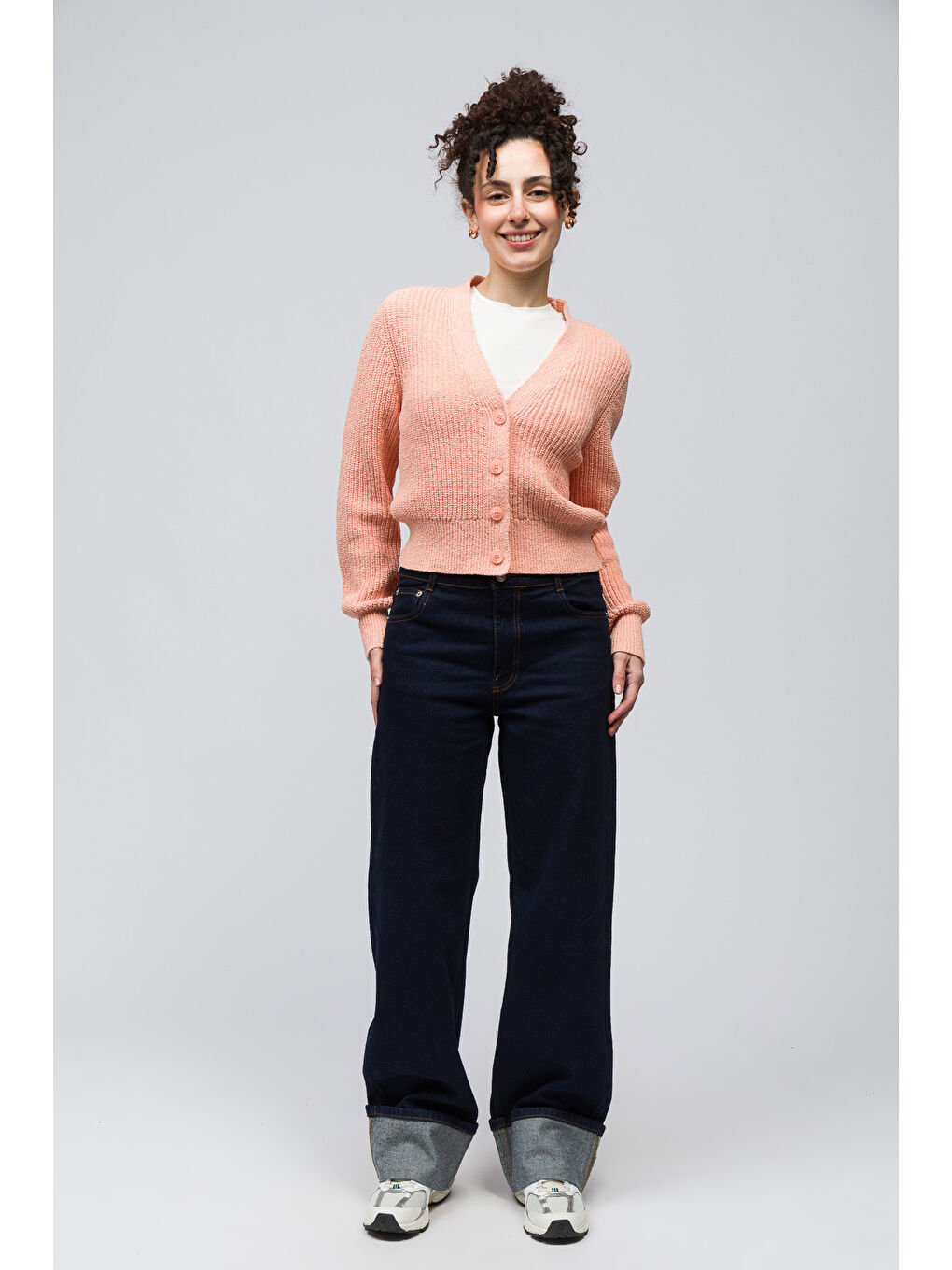 Turuncu Lugano - Düğme Detaylı Uzun Kollu Triko Hırka - Orange Renk-1