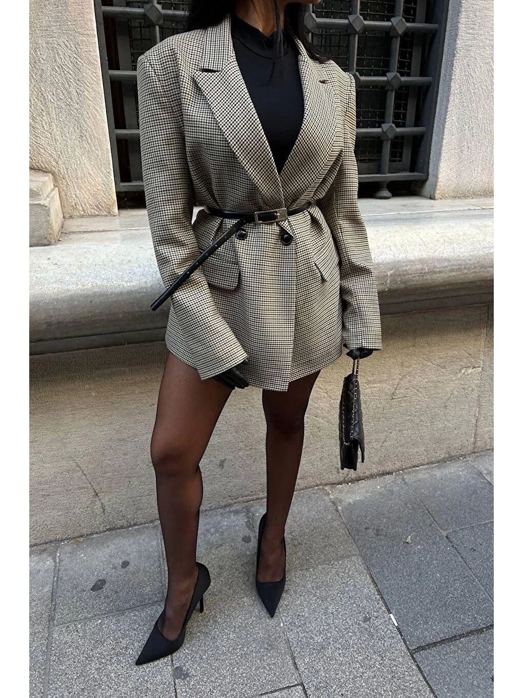 Kadın Yeşil Kazayağı Blazer Ceket 0999-24174-7