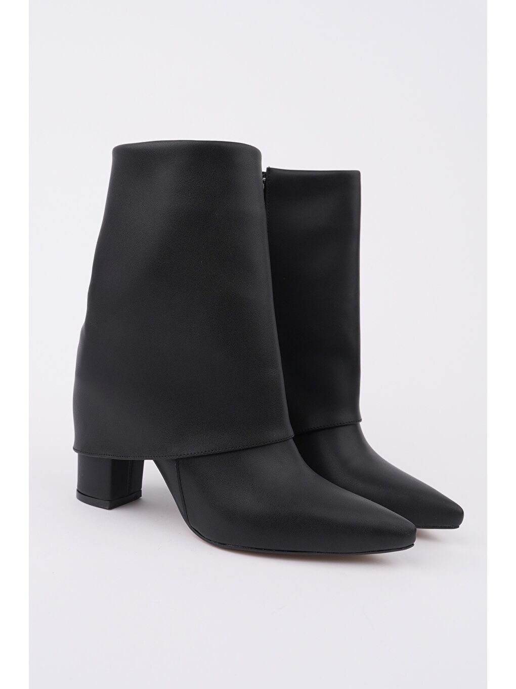 Siyah İMPERA Sivri Burun Kalın Topuklu Fermuarlı Kadın Bot-3