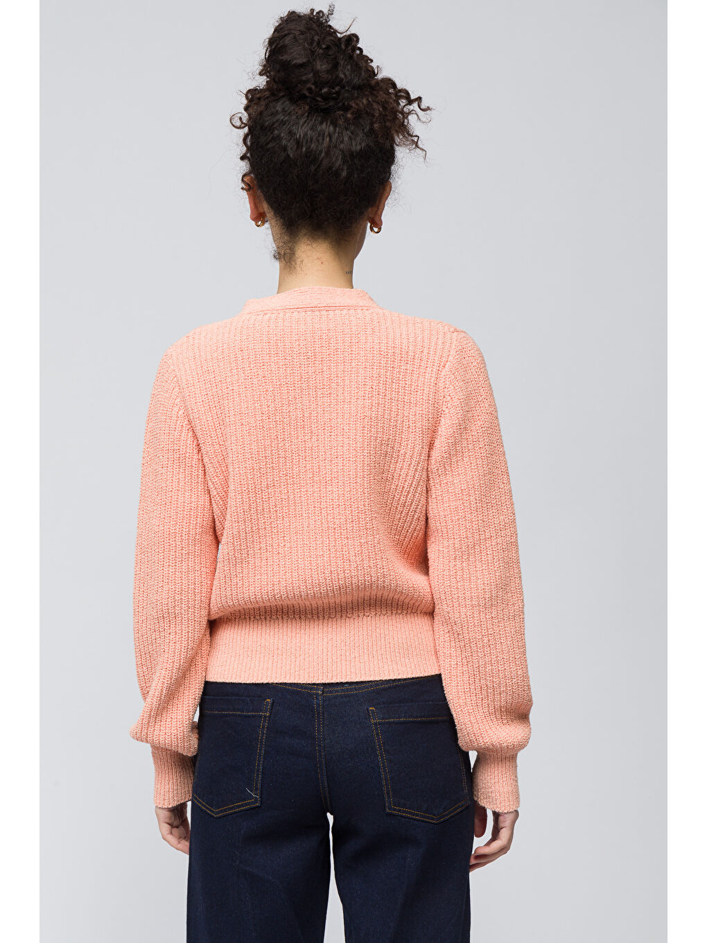 Turuncu Lugano - Düğme Detaylı Uzun Kollu Triko Hırka - Orange Renk-5