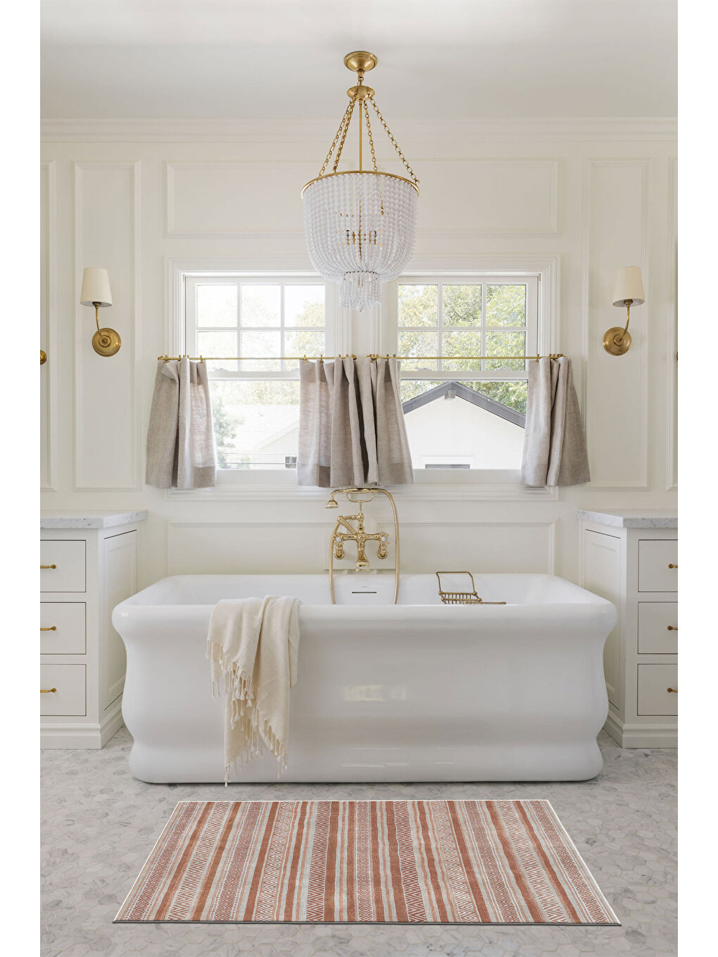 Pembe Dekoratif Özel Tasarım Yıkanabilir İnce Kaymaz Tabanlı Modern Halı KECE FR35-3