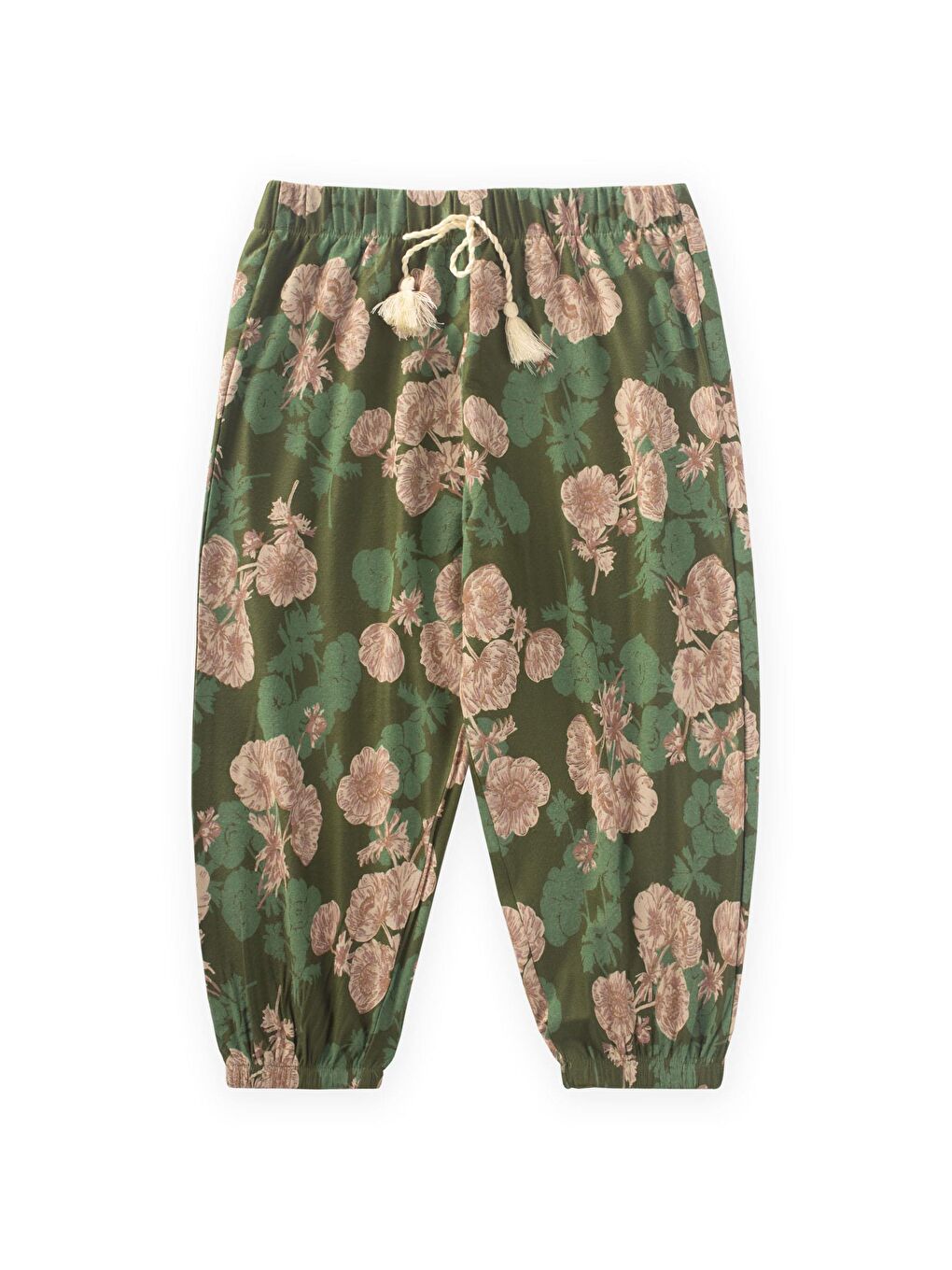 Desenli Bilek Boy Şalvar 3-9 Yaş Yeşil